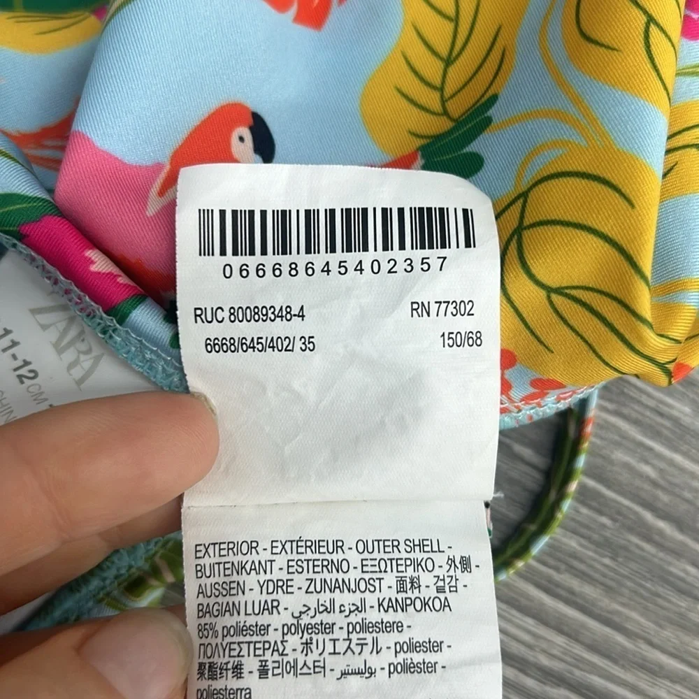 Zara kids ruffled tropical one piece swimsuit
